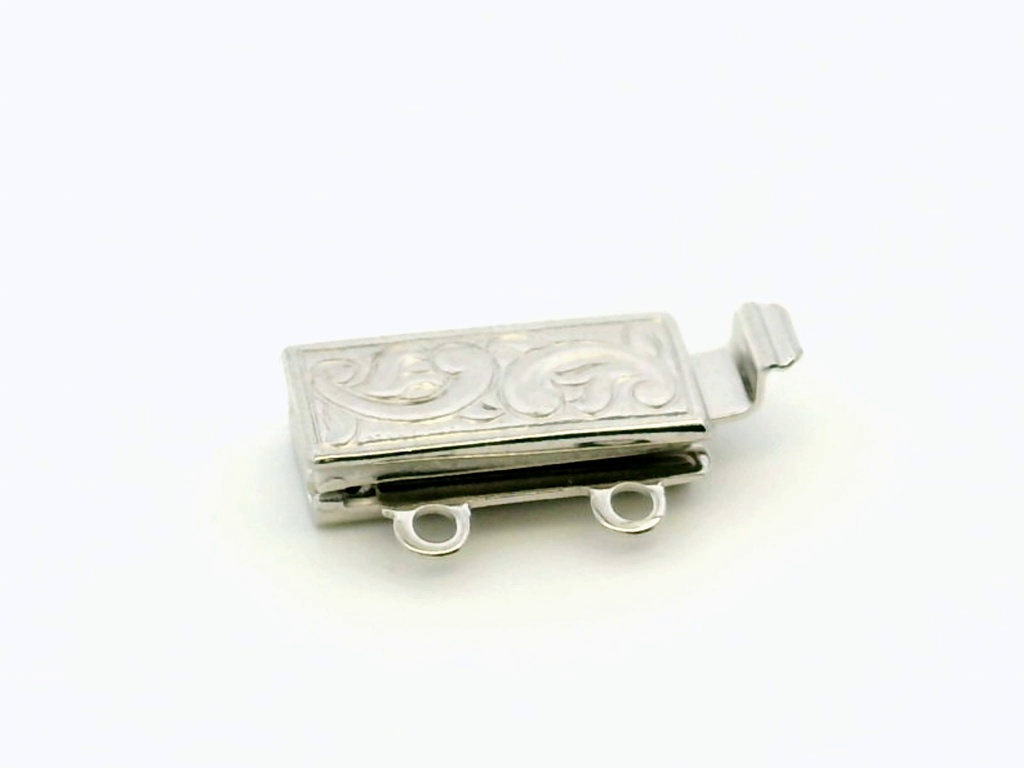 Clasp Sterling Silver 12x6mm 2 Row Rectangle with Pattern