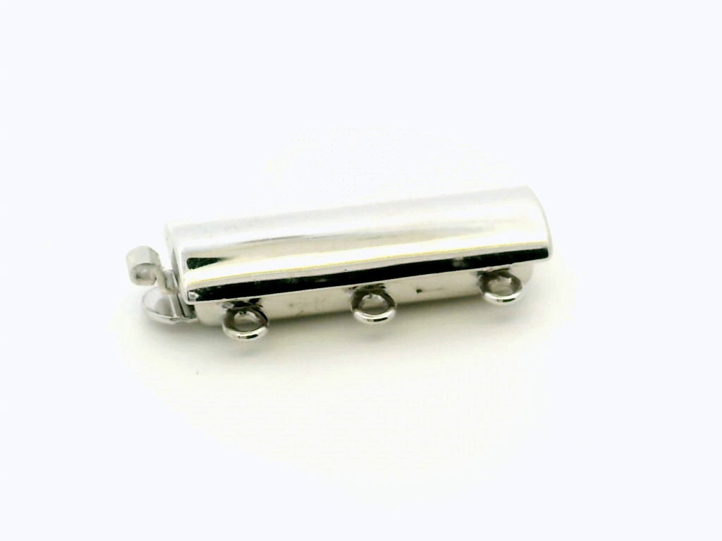 Clasp Sterling Silver 20.5x7.5mm 3 Row Rectangle with Curved Top Polished