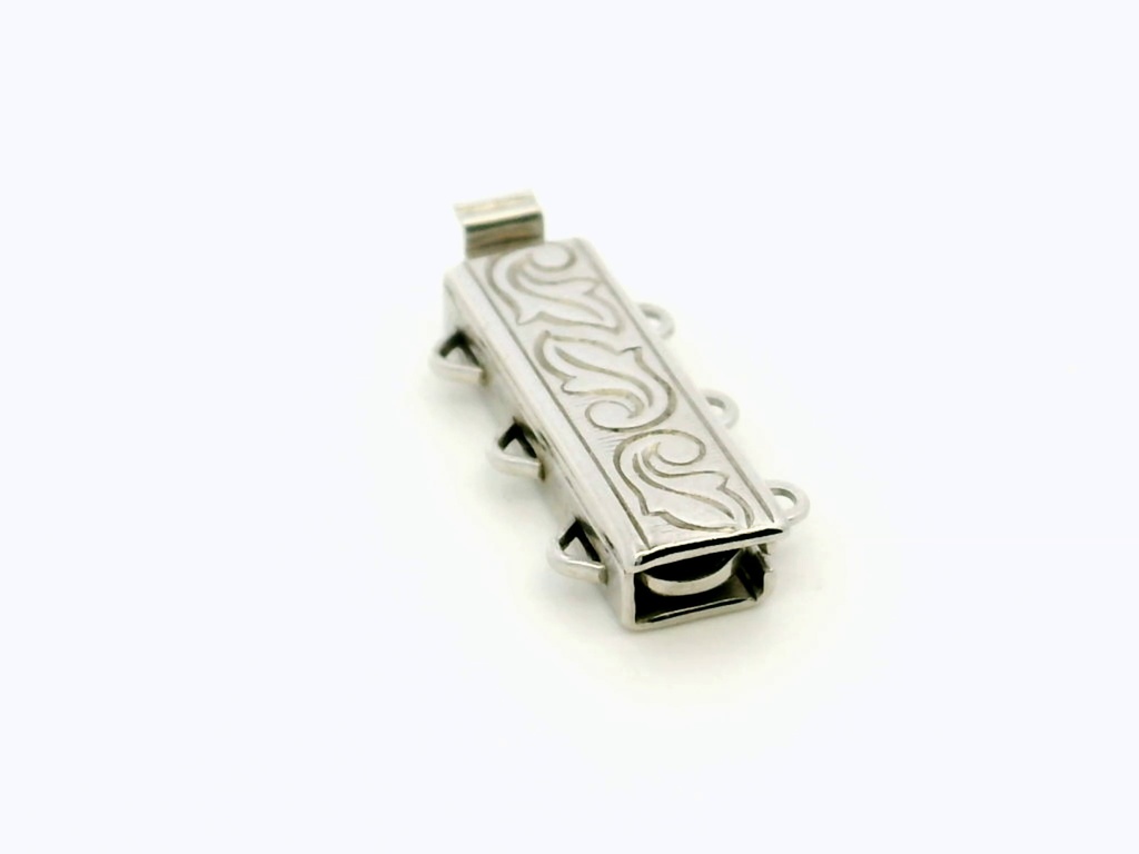 Clasp Sterling Silver 19x6mm 3 Row Rectangle with Pattern 