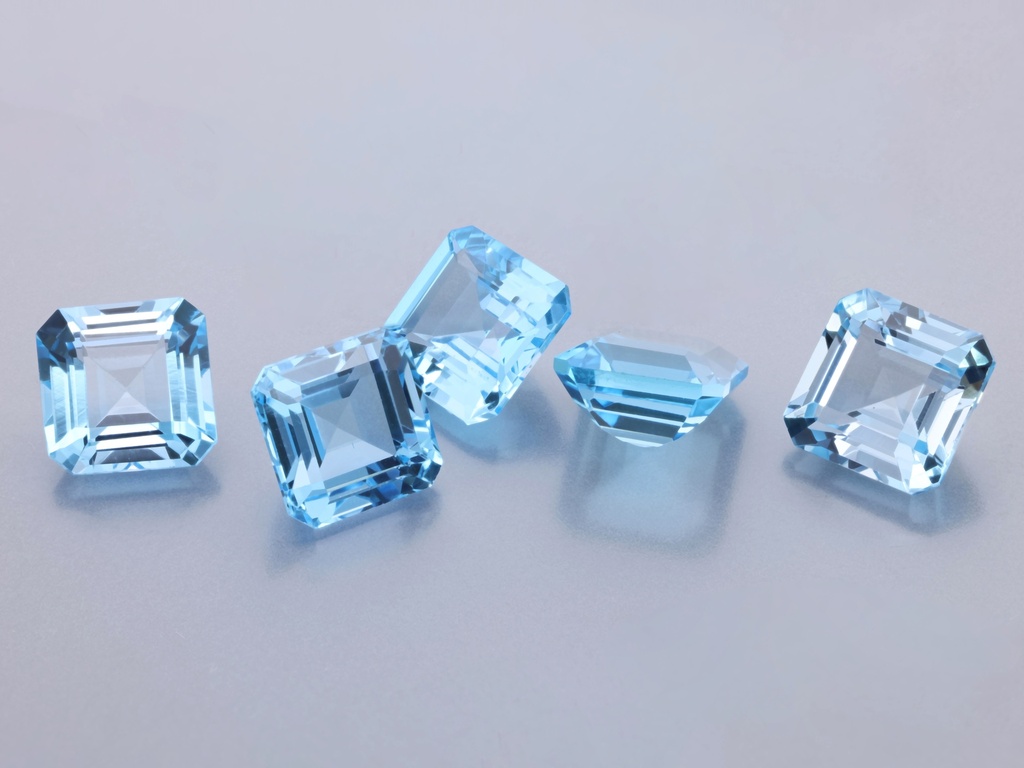 Topaz  6.00mm Square Emerald Cut Medium Blue 