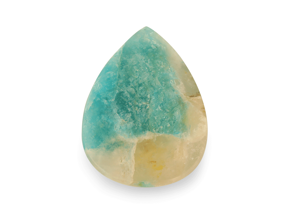 Quartz w Amazonite 22x16mm Pear Shape
