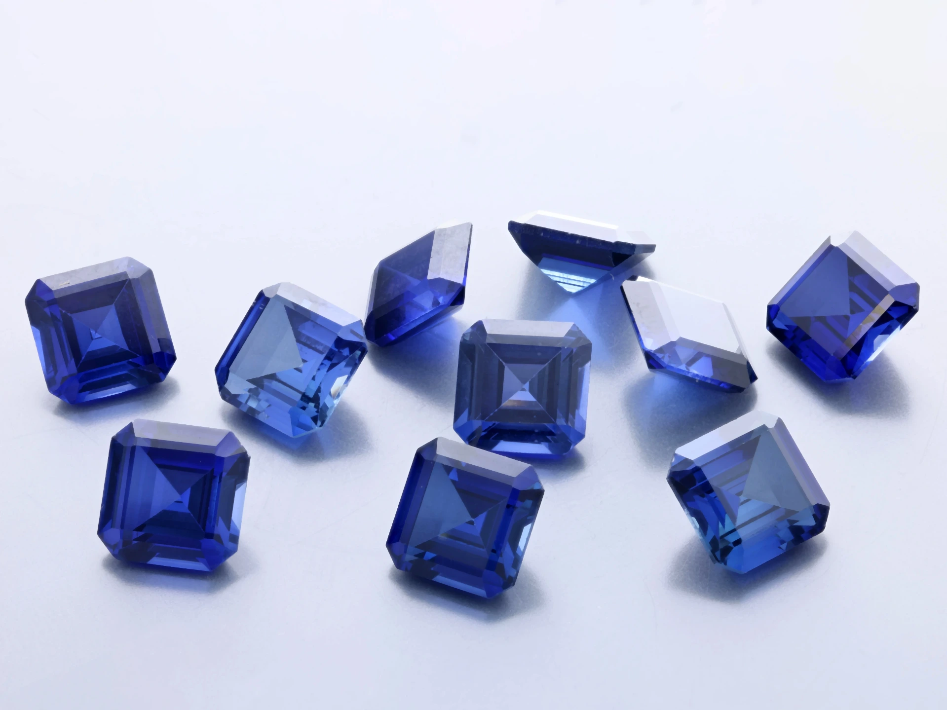 [YDOS0600] Synthetic/Lab Grown Sapphire 6.00mm Square Emerald Cut Blue