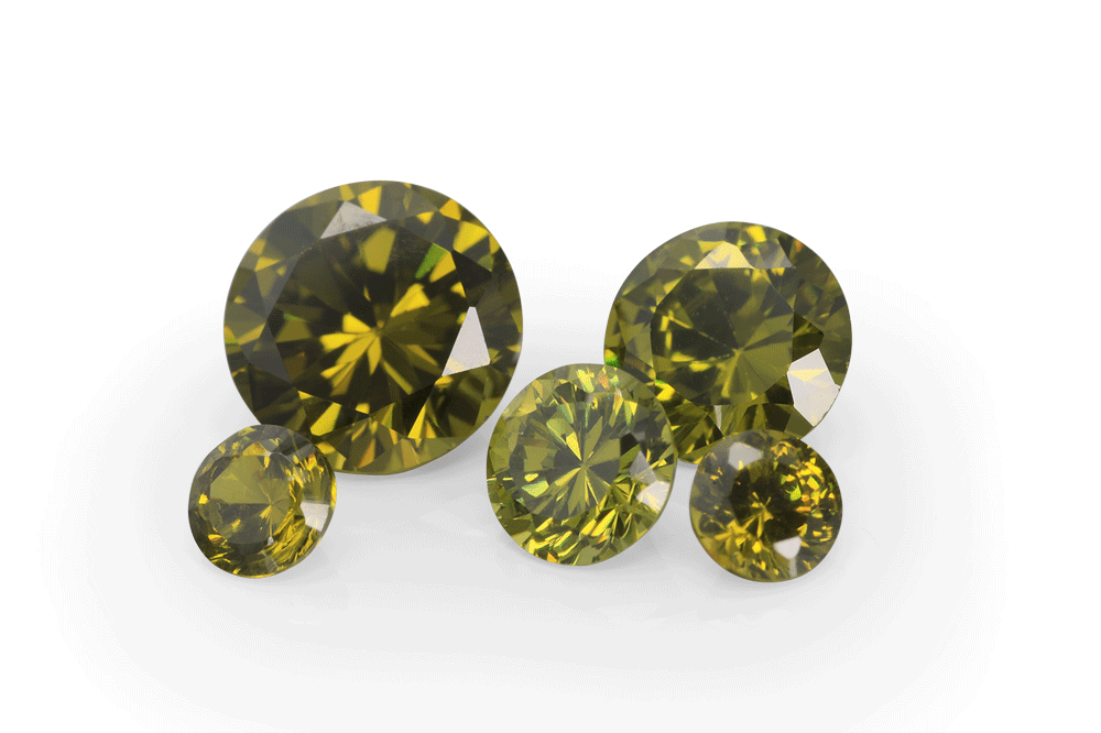 Cubic Zirconia 4.00mm Round Olive Green