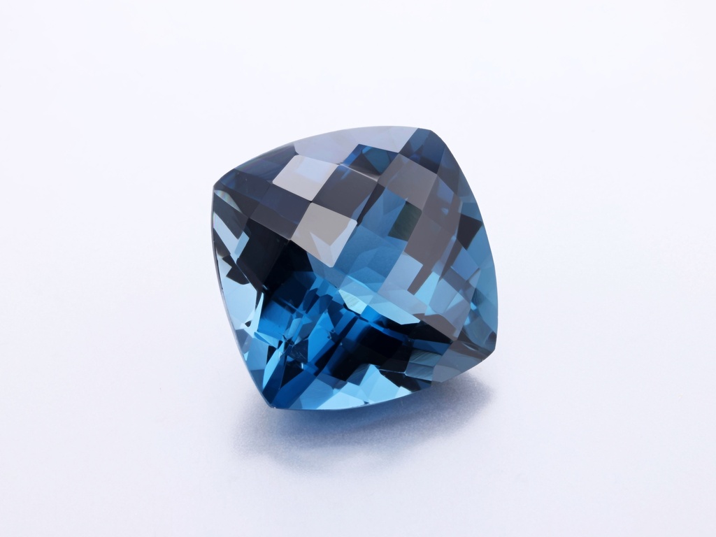Topaz London Blue 14mm Square Cushion Chequerboard