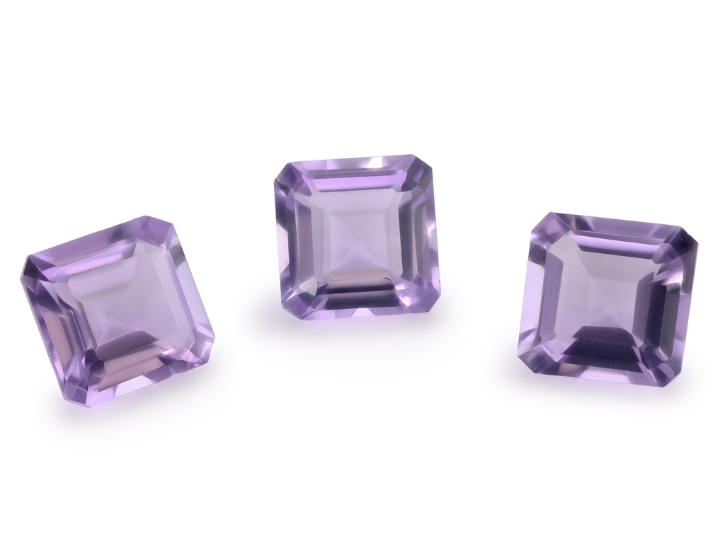 Amethyst 10mm Square Emerald Cut Light Colour 