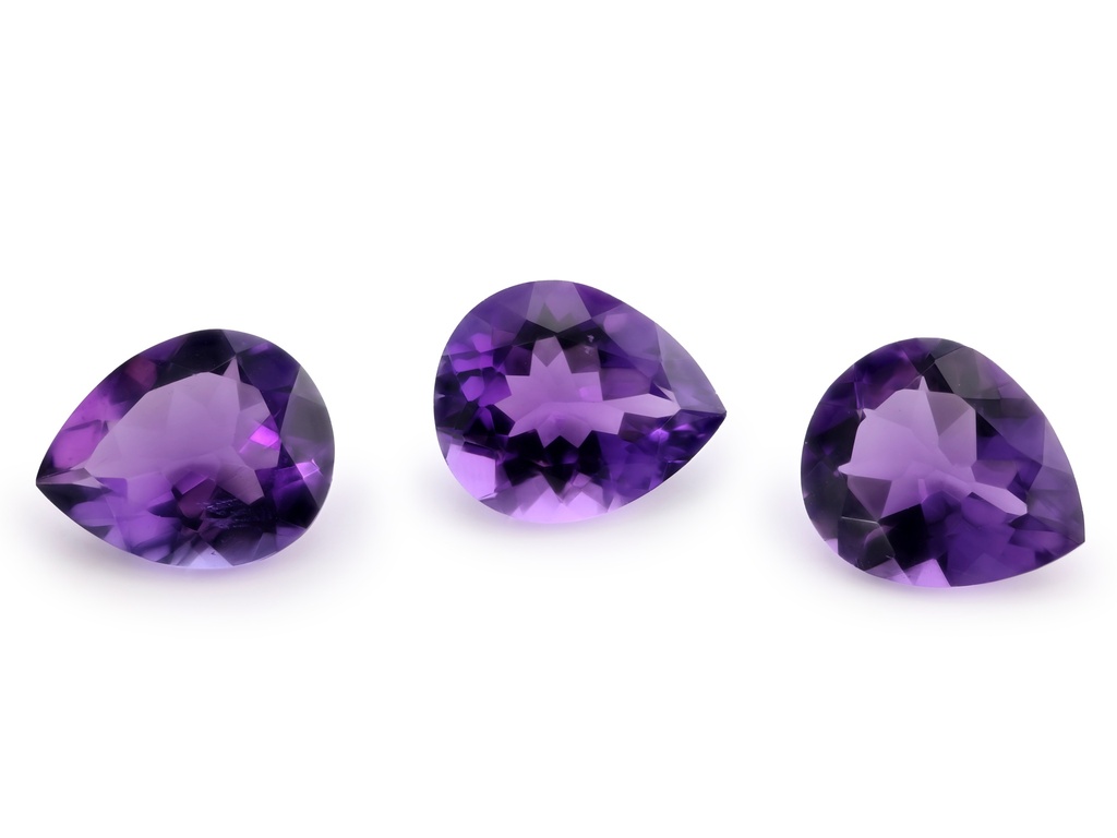 Amethyst 12x10mm Pear Shape Mid to Strong Colour 