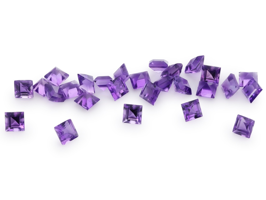 Amethyst 2.50mm Carre Cut Mid to Strong Colour