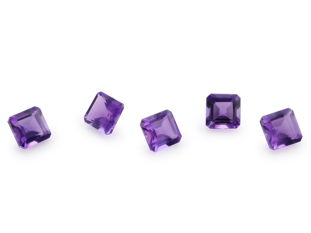 Amethyst 5.00mm Square Emerald Cut Mid to Strong Colour 