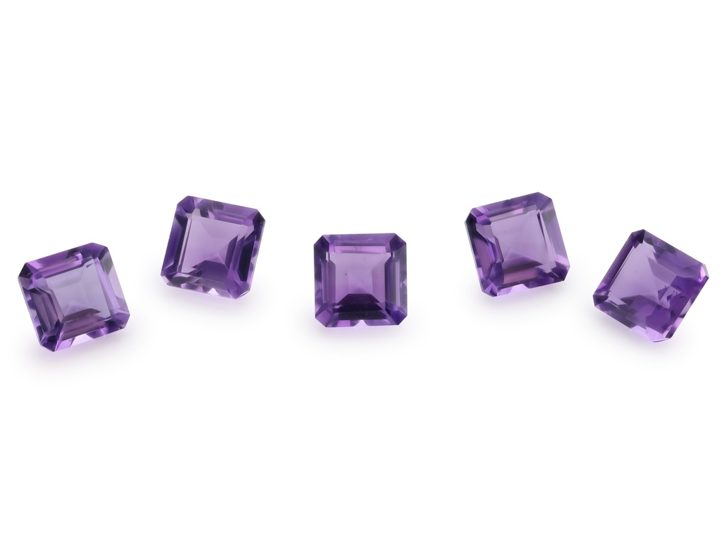 Amethyst 6.00mm Square Emerald Cut Mid to Strong Colour 