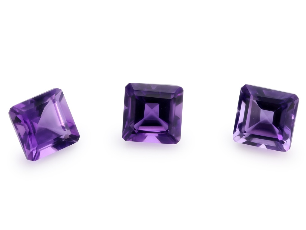 Amethyst 8.00mm Square Emerald Cut Mid to Strong Colour 