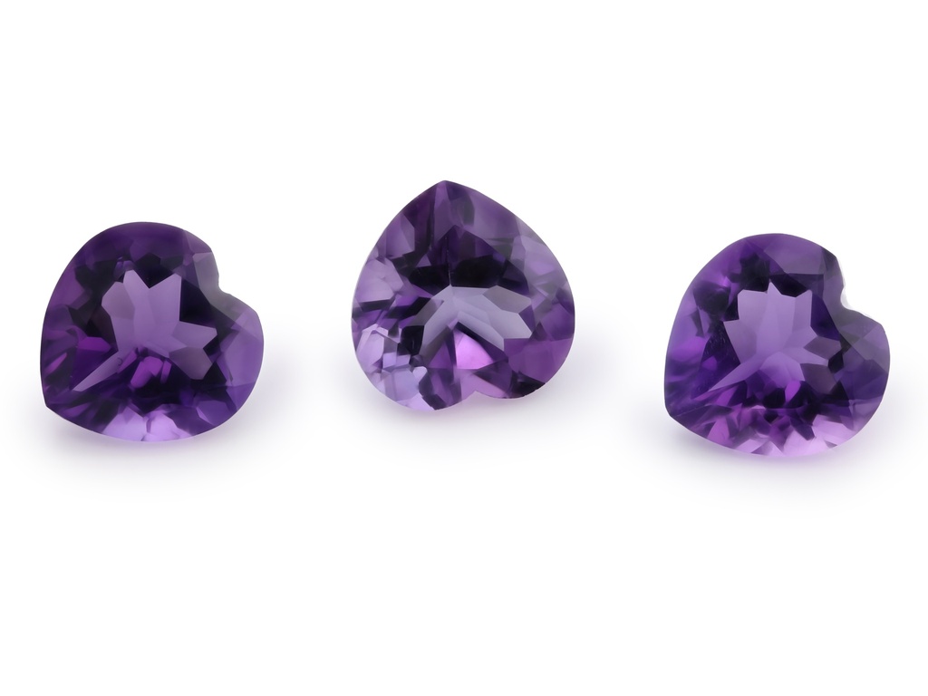 [QAHB1000M] Amethyst 10mm Heart Shape Mid to Strong Colour 