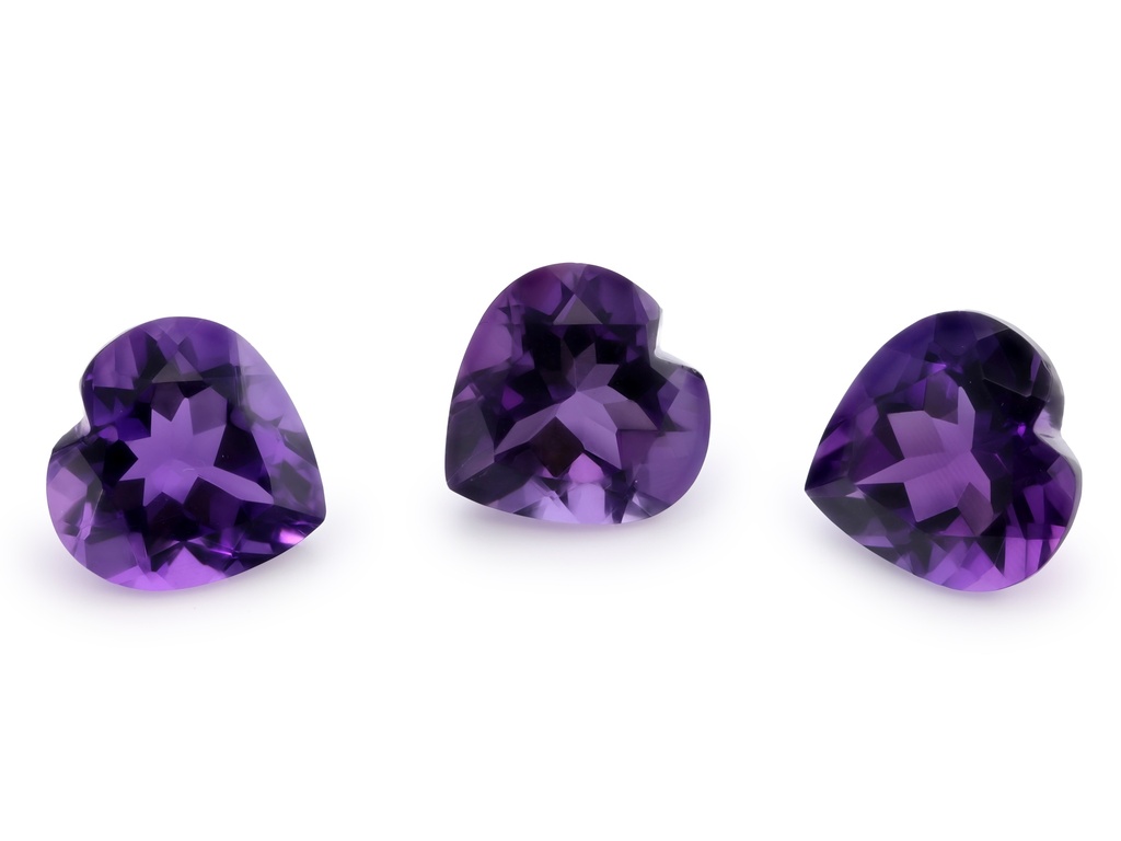Amethyst 12mm Heart Shape Mid to Strong Colour 
