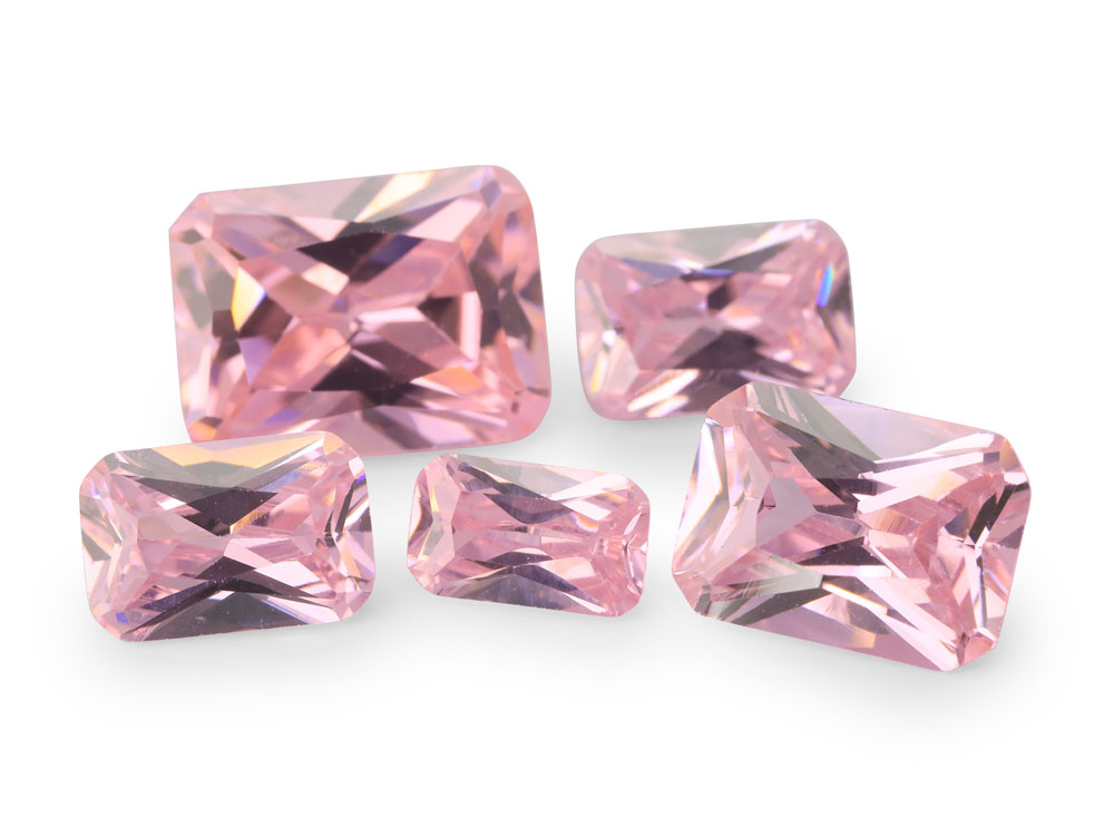 Cubic Zirconia 8x6mm Radiant Emerald Cut Pink
