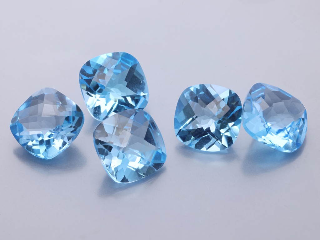 Medium Blue Topaz 8.00mm Square Cushion Chequerboard