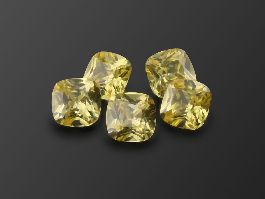 Cubic Zirconia 8.00mm Square Cushion Yellow