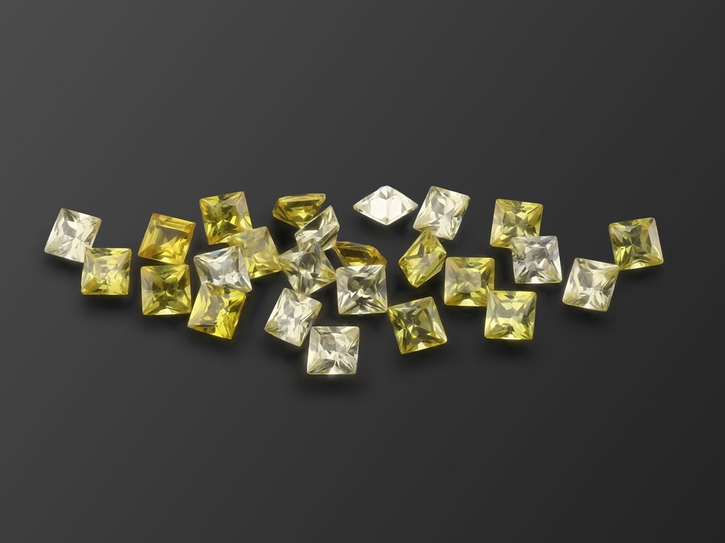 Cubic Zirconia 2.50mm Princess Cut Yellow