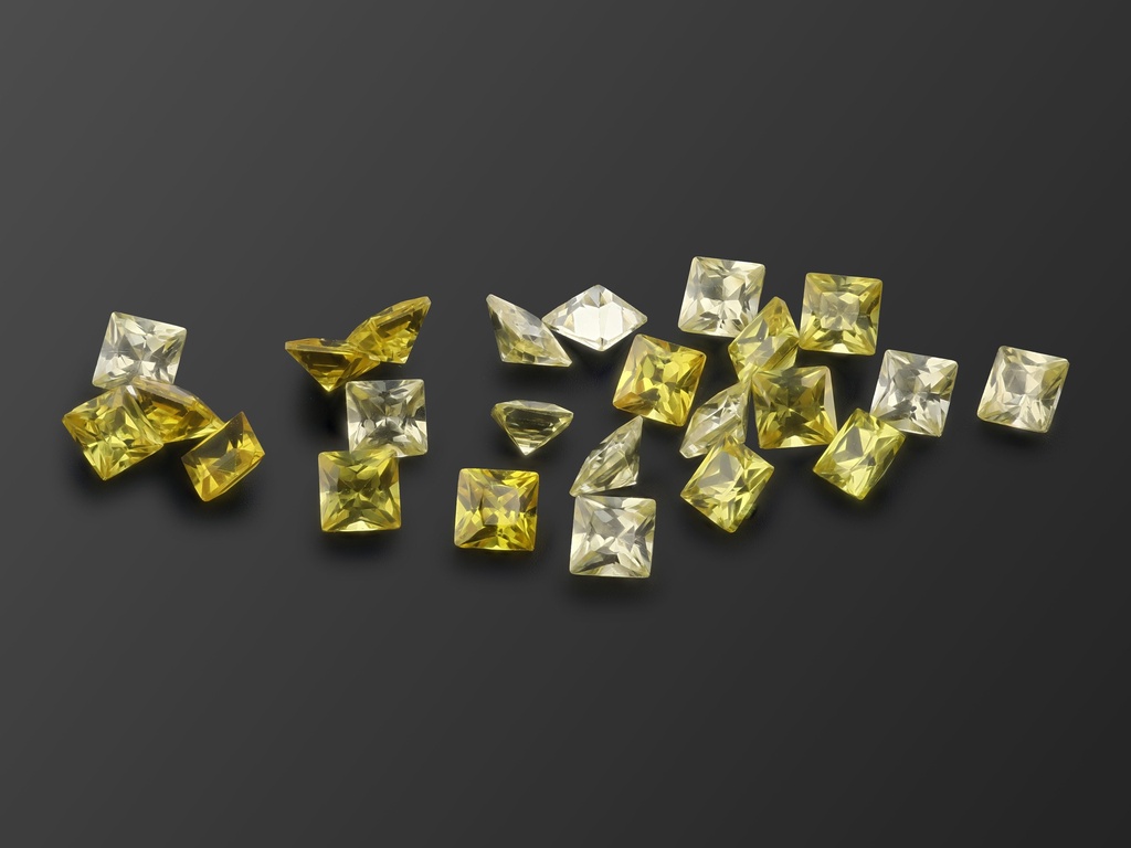 Cubic Zirconia 3.00mm Princess Cut Yellow