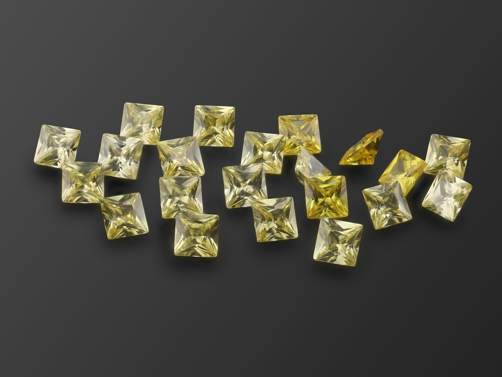 Cubic Zirconia 4.00mm Princess Cut Yellow