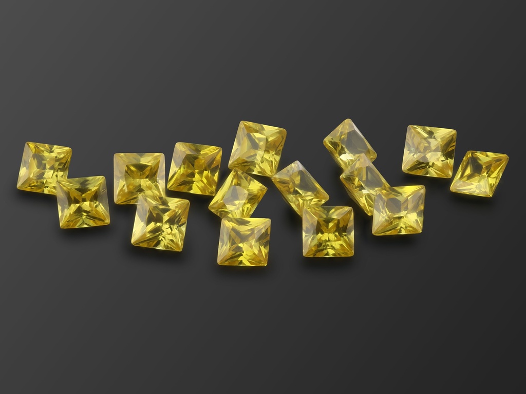 Cubic Zirconia 5.00mm Princess Cut Yellow
