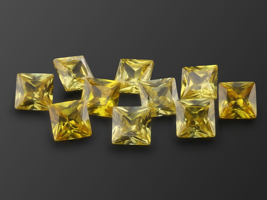 Cubic Zirconia 6.00mm Princess Cut Yellow