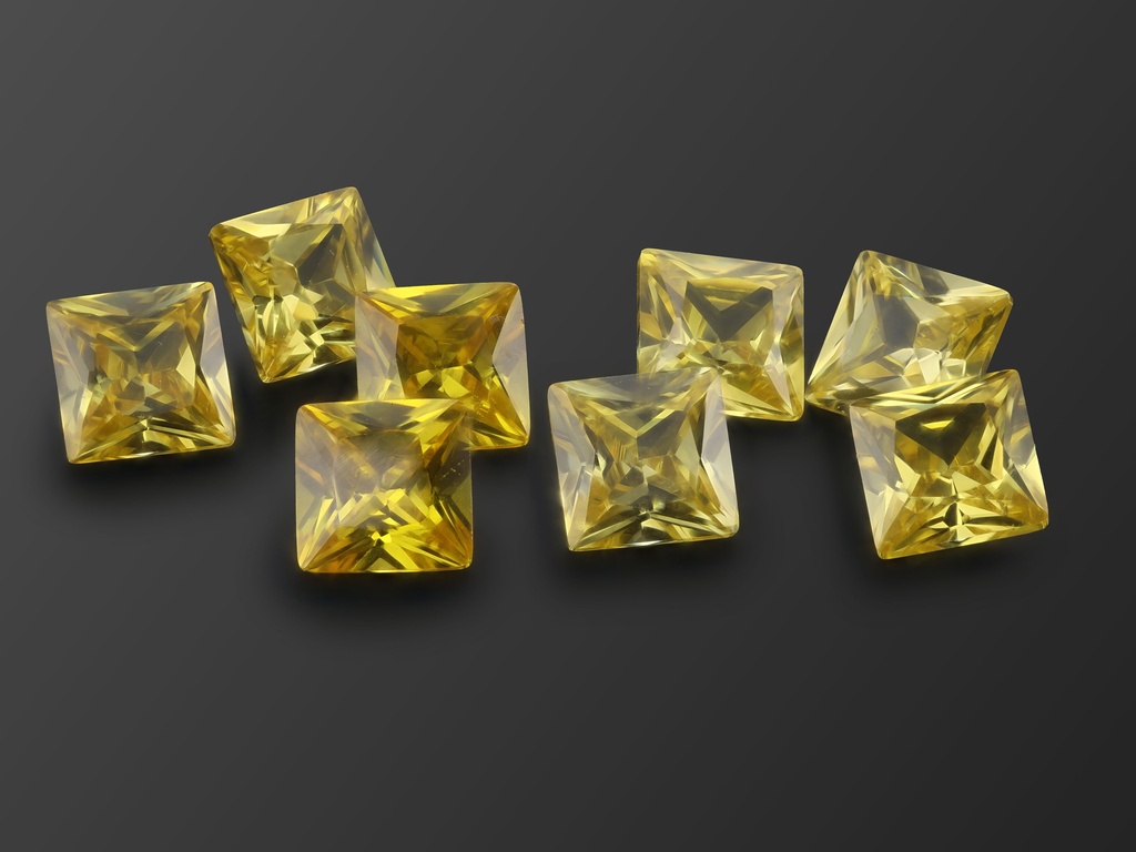 Cubic Zirconia 6.50mm Princess Cut Yellow