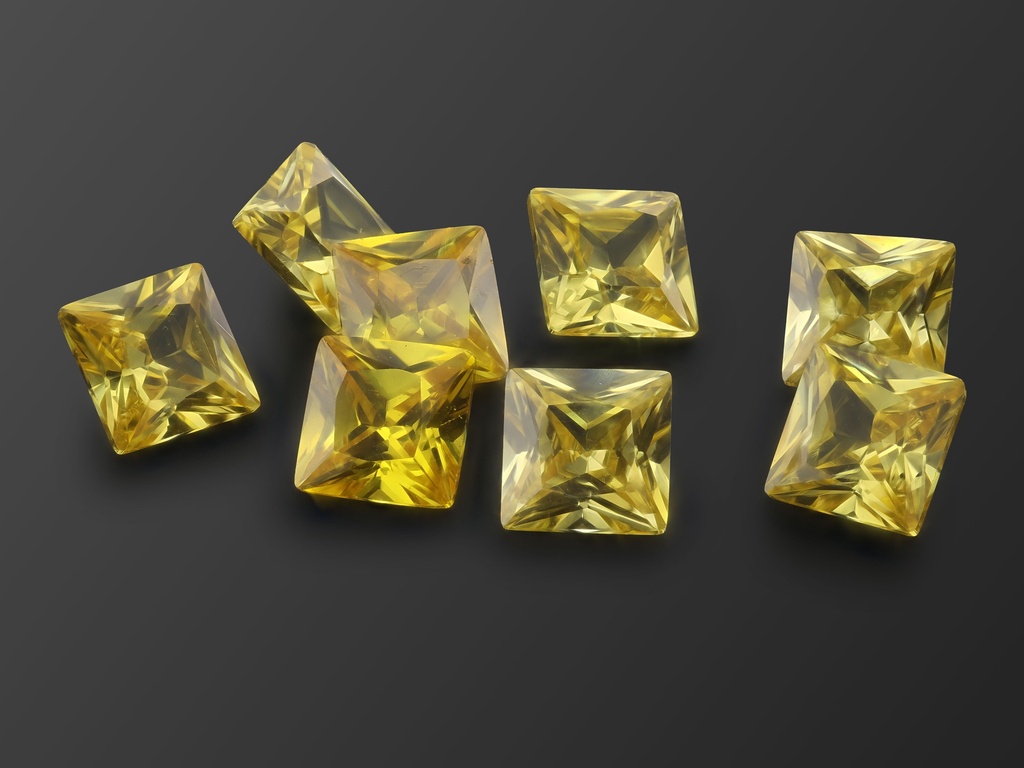 Cubic Zirconia 7.00mm Princess Cut Yellow