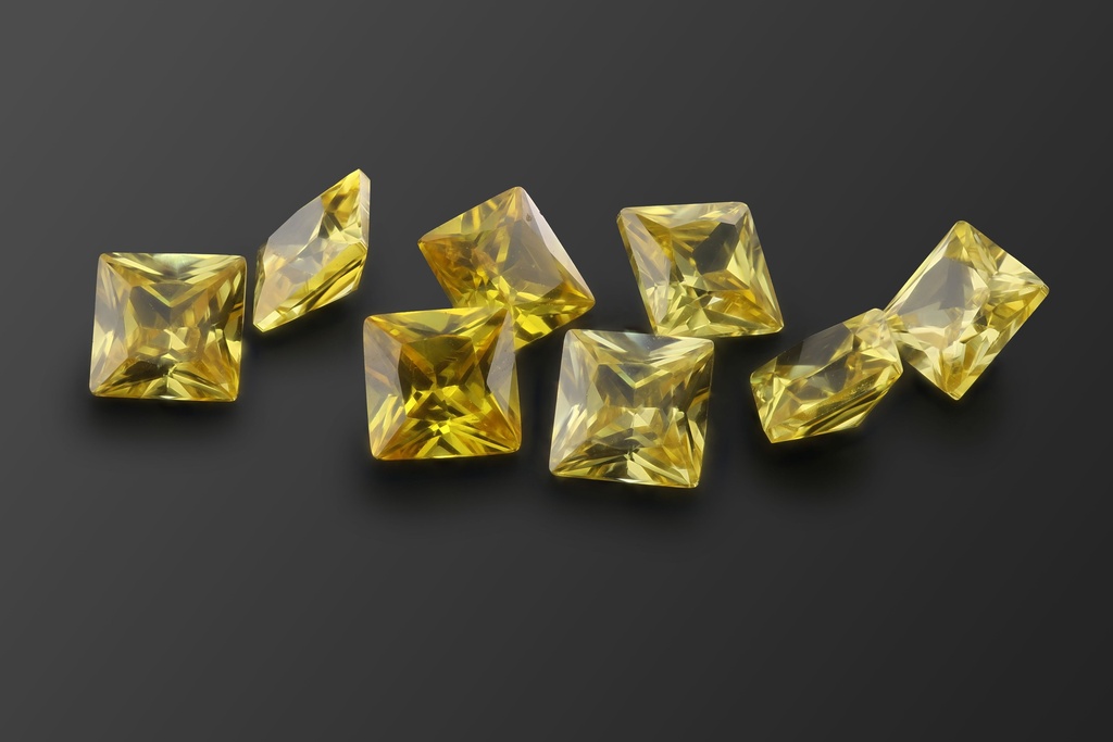 Cubic Zirconia 7.50mm Princess Cut Yellow