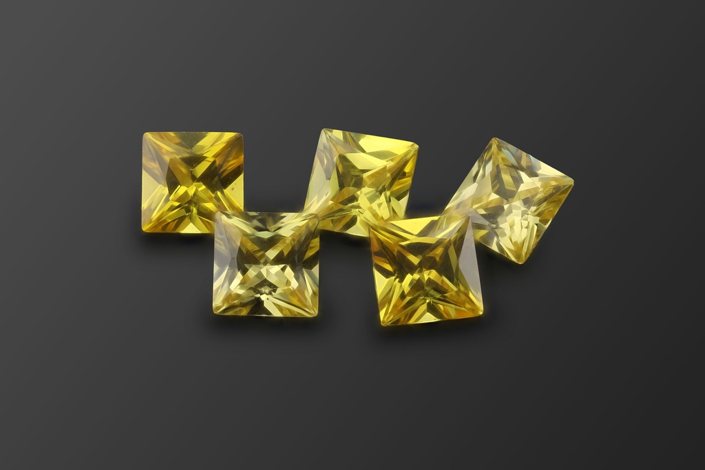 Cubic Zirconia 8.00mm Princess Cut Yellow