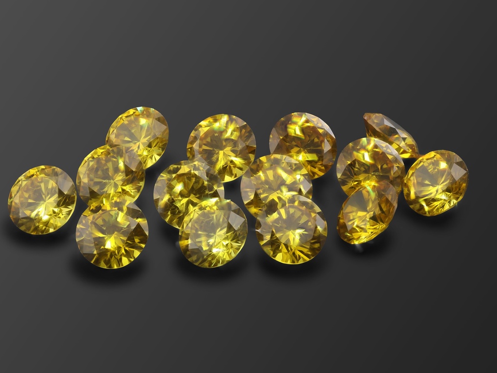 Cubic Zirconia 7.00mm Round Yellow