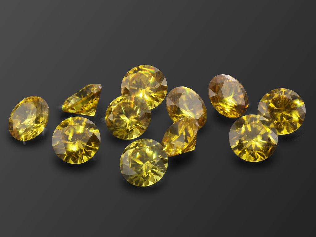 Cubic Zirconia 7.50mm Round Yellow
