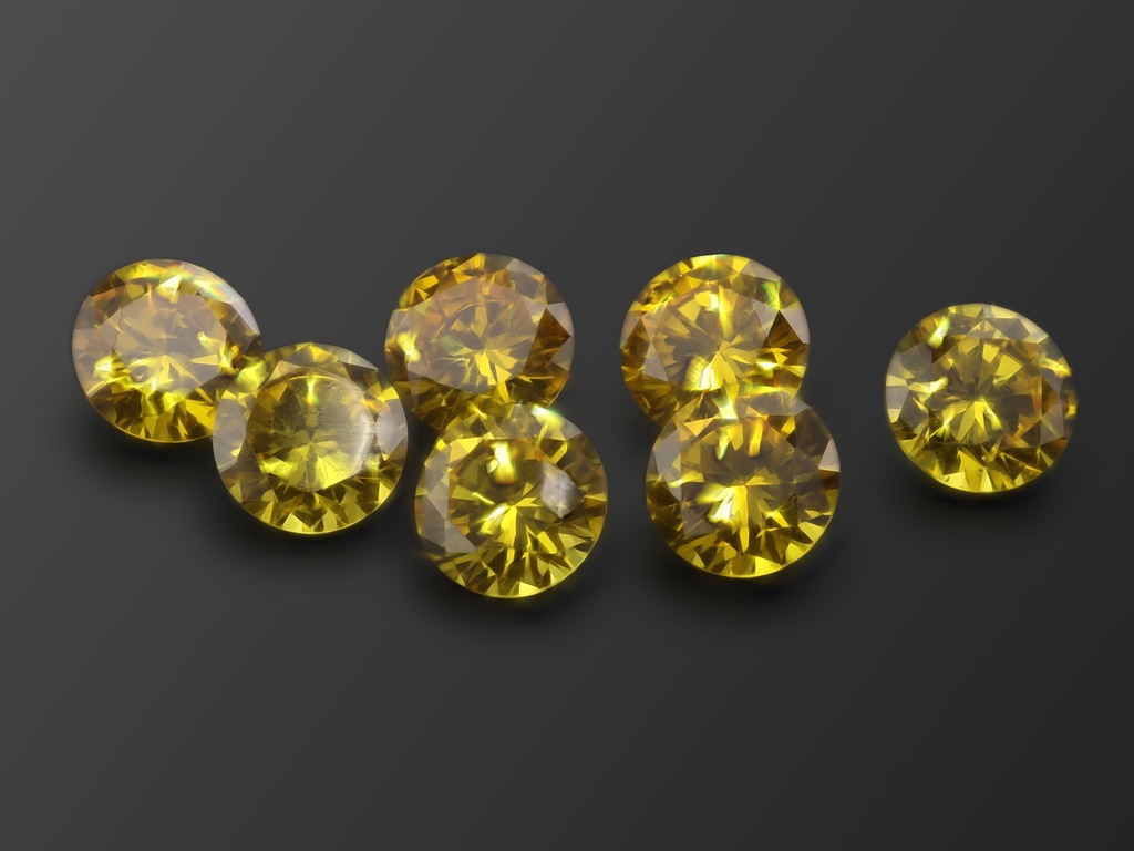 Cubic Zirconia 8.50mm Round Yellow