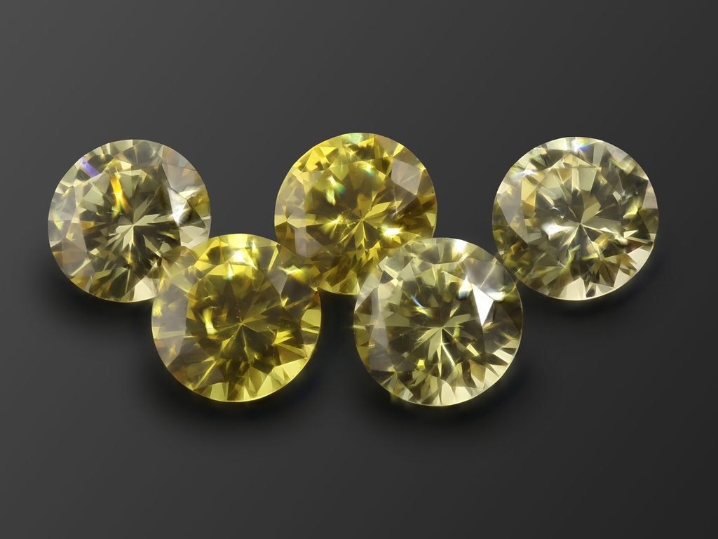 Cubic Zirconia 9.00mm Round Yellow