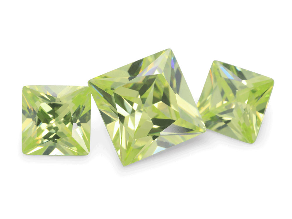 Cubic Zirconia 8.00mm Princess Cut Light Green