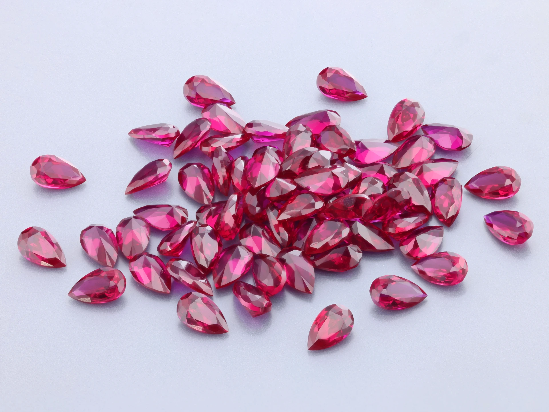 [YRPB0503S] Synthetic/Lab Grown Ruby 5x3mm Pear Shape Dark Red Signity