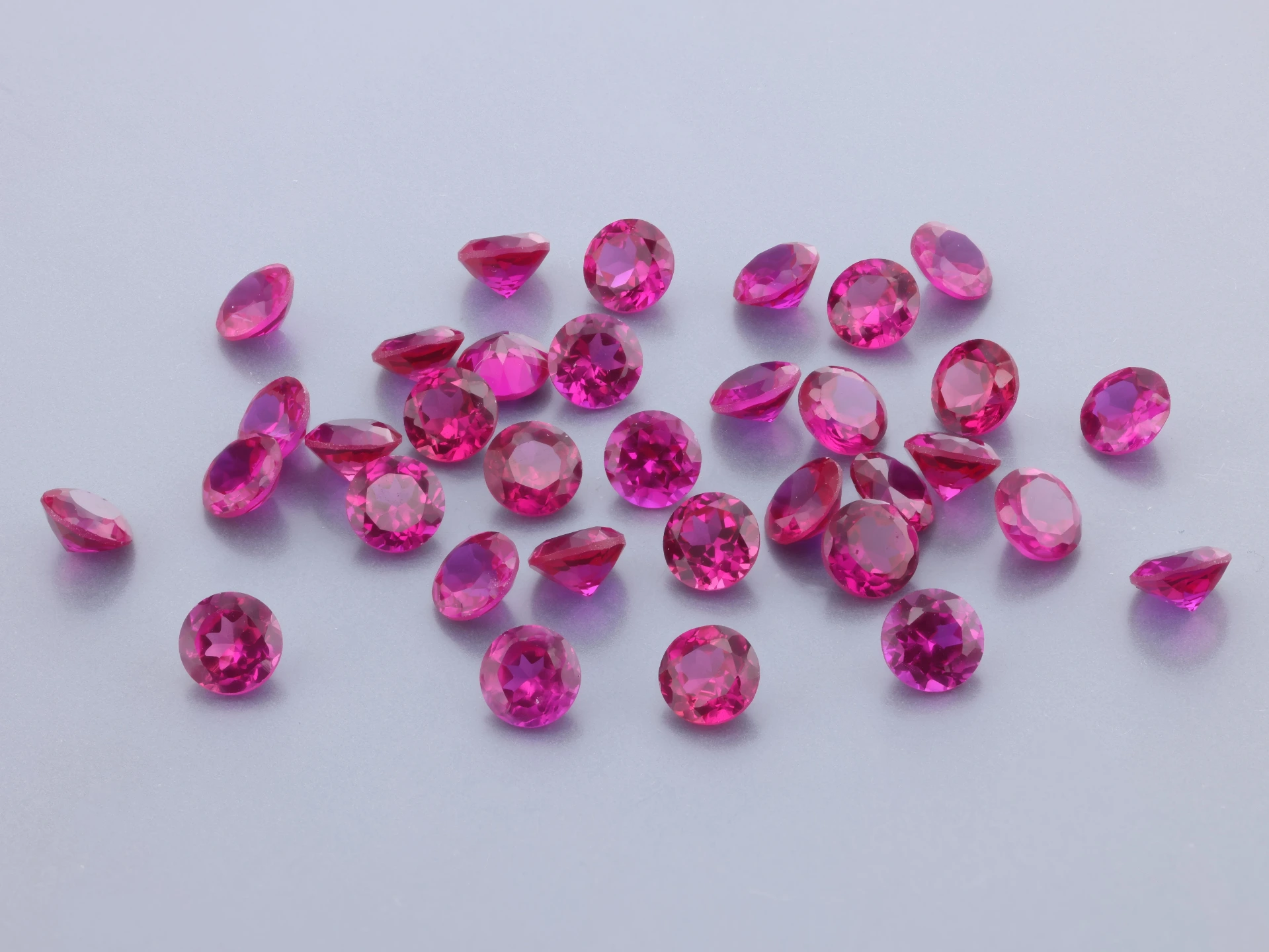 [YKRB0375D] Synthetic/Lab Grown Ruby 3.75mm Round Dark Pink Red