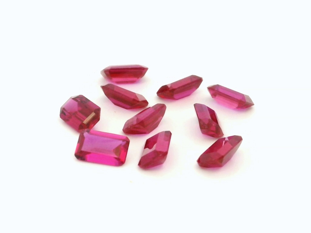 [YKOS0503D] Synthetic/Lab Grown Ruby 5x3mm Emerald Cut Dark Pink