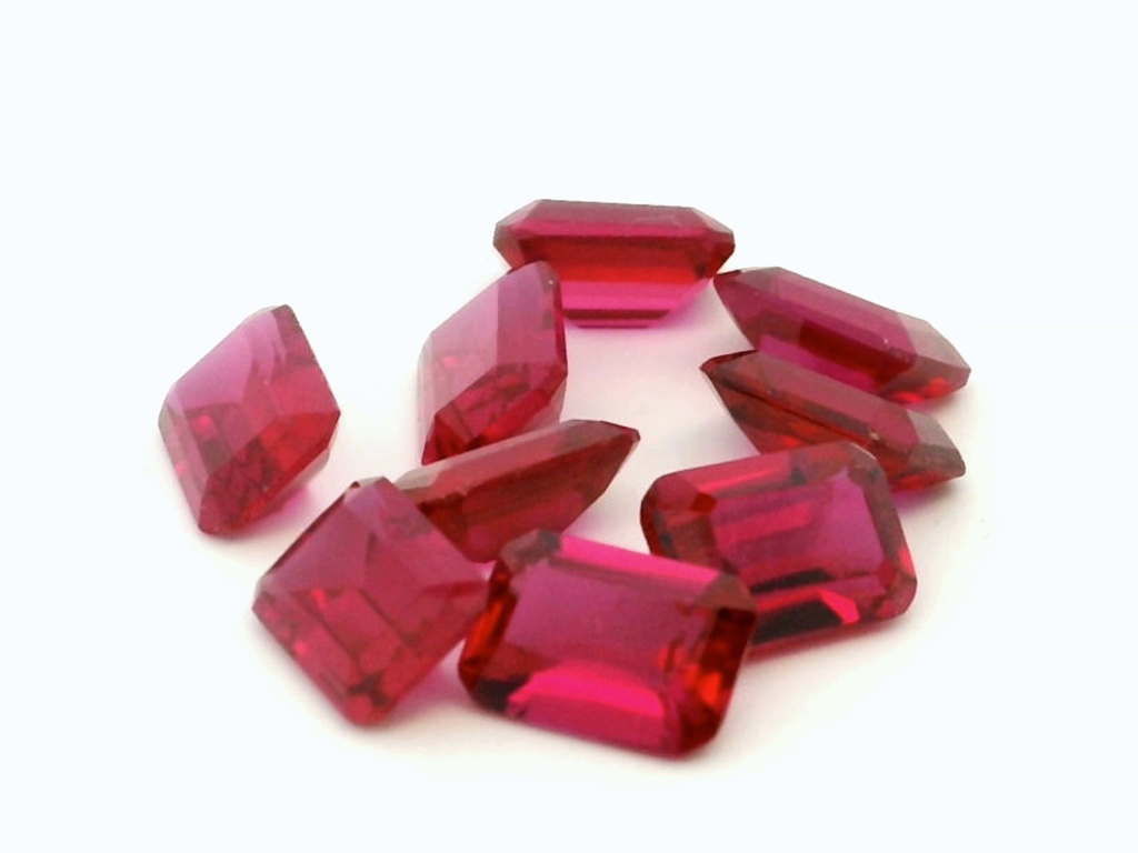 [YKOS0705D] Synthetic/Lab Grown Ruby 7x5mm Emerald Cut Dark Pink