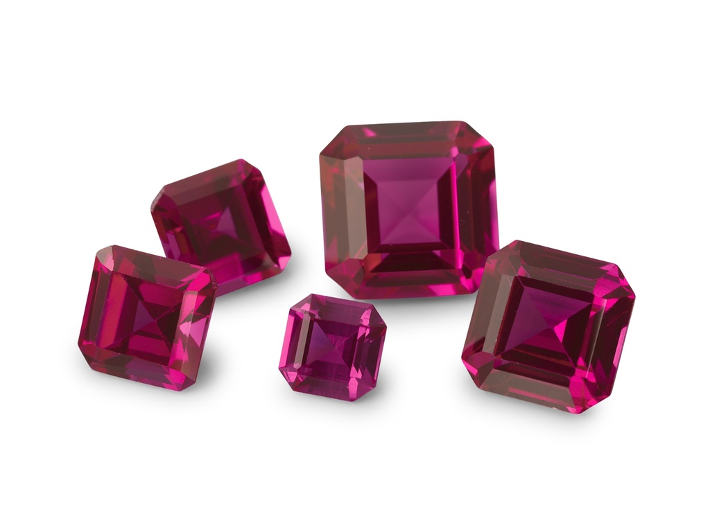 [RSPQE-06] Synthetic/Lab Grown Ruby 6.00mm Square Emerald Cut Dark Pink