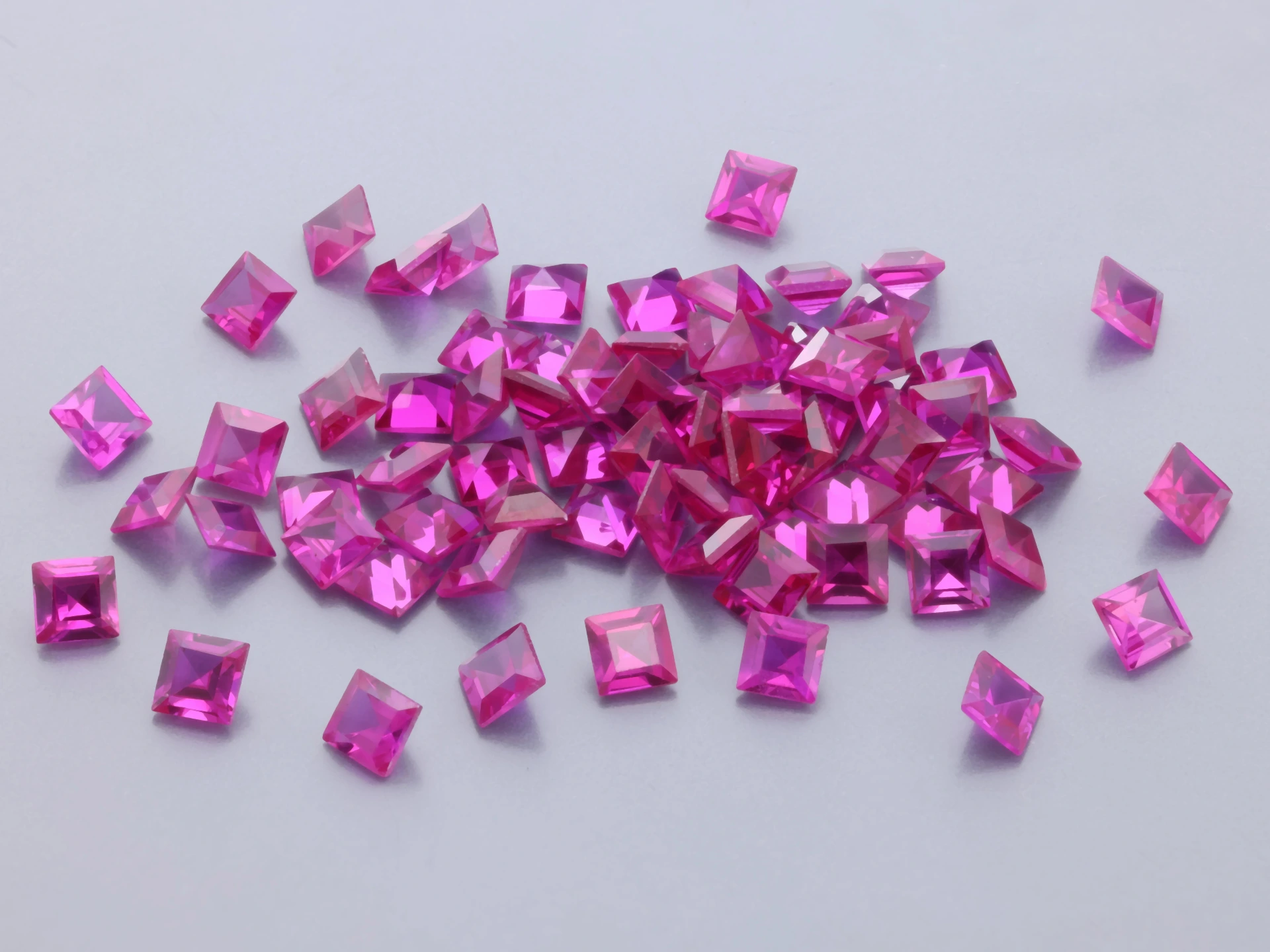 [RSPQ-0225] Synthetic/Lab Grown Ruby 2.25mm Carre Cut Dark Pink