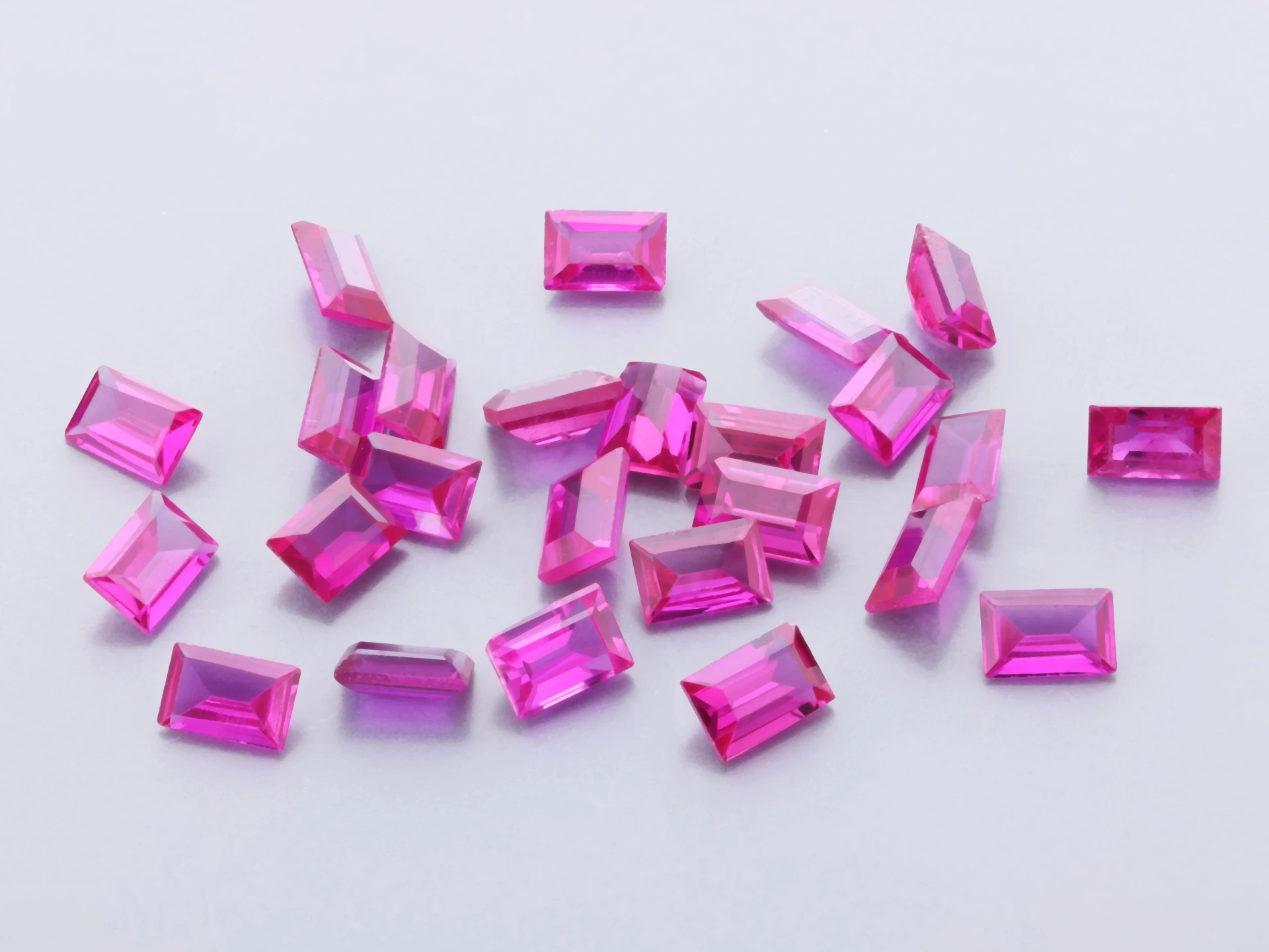[RSPB-0302] Synthetic/Lab Grown Ruby 3x2mm Baguette Dark Pink