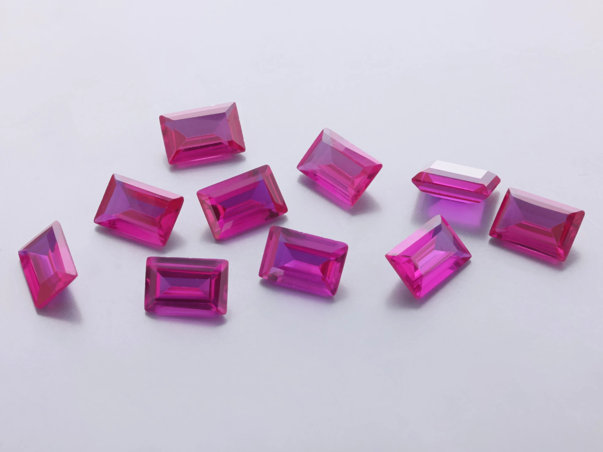 [RSPB-0604] Synthetic/Lab Grown Ruby 6x4mm Baguette Dark Pink