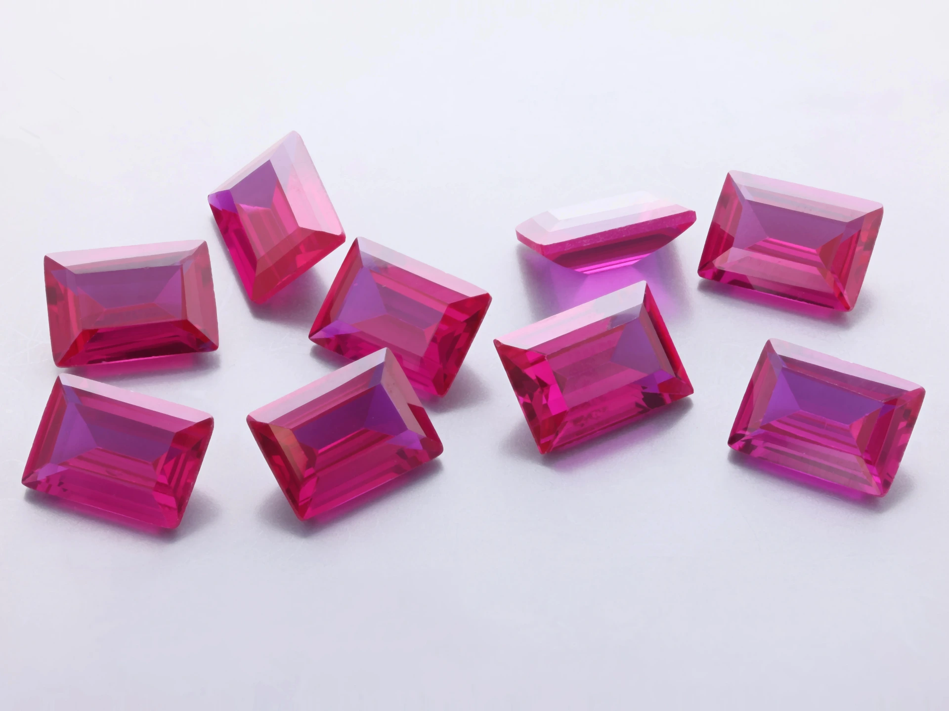 [RSPB-0705] Synthetic/Lab Grown Ruby 7x5mm Baguette Dark Pink