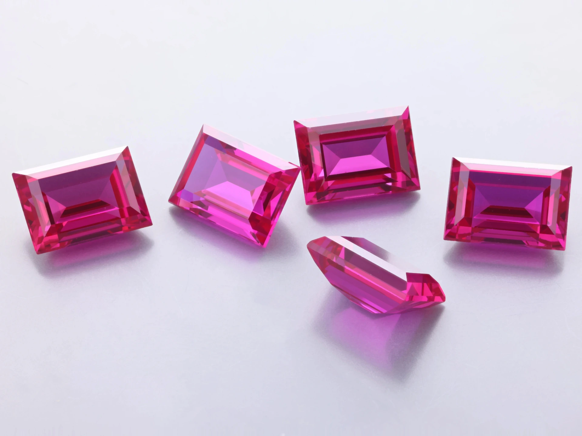 [RSPB-0806] Synthetic/Lab Grown Ruby 8x6mm Baguette Dark Pink