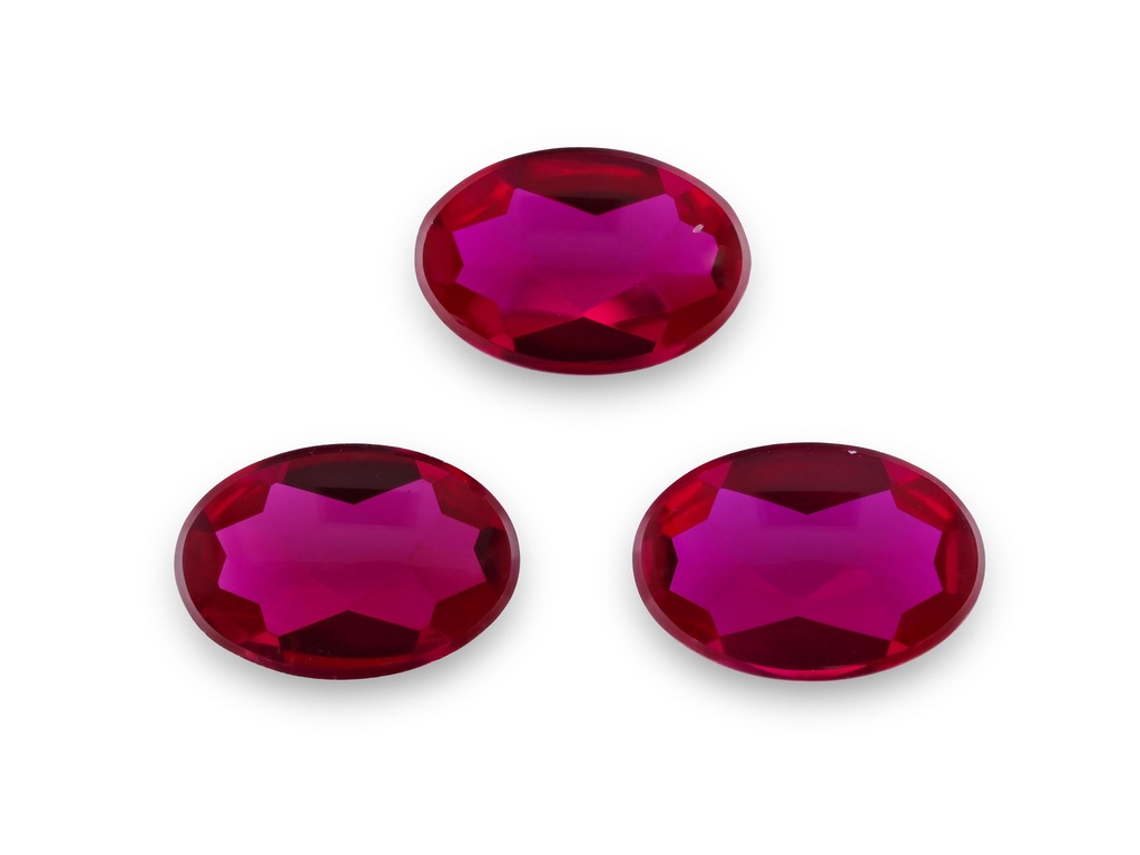 [YRVT1410P1] Synthetic/Lab Grown Ruby 14x10mm Oval Buff Top Faceted Back Dark Pink