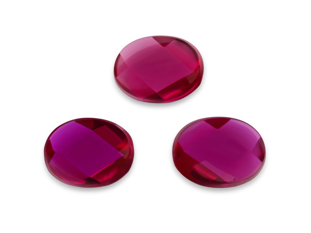 [YRVT1813P1] Synthetic/Lab Grown Ruby 18x13mm Oval Buff Top Faceted Back Dark Pink