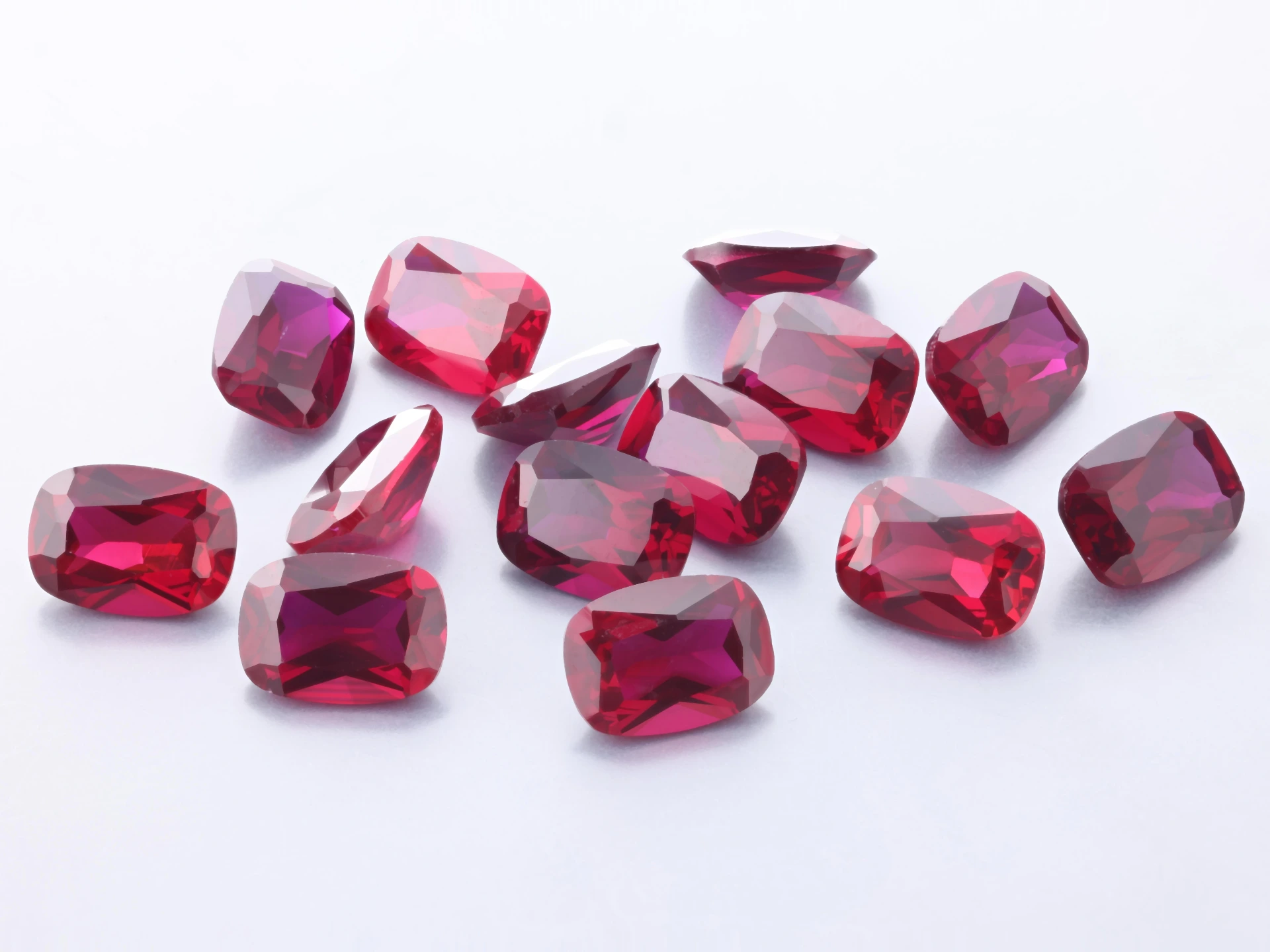 [YRAB0705D] Synthetic/Lab Grown Ruby 7x5mm Cushion Dark Red