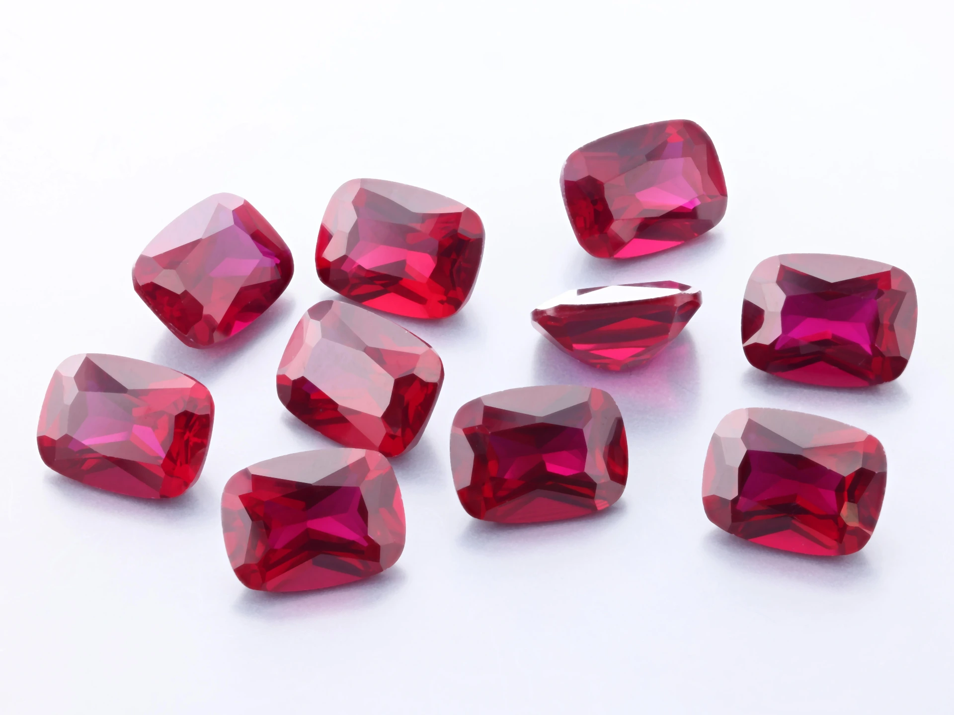 [YRAB0806D] Synthetic/Lab Grown Ruby 8x6mm Cushion Dark Red