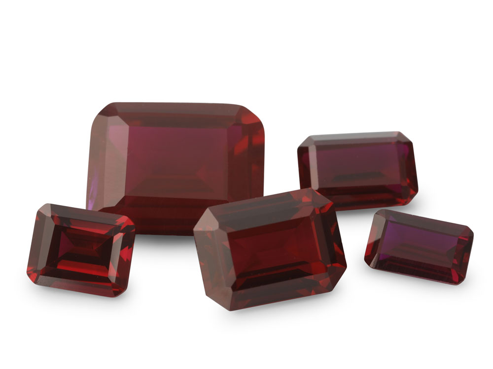 [YROS1109D] Synthetic/Lab Grown Ruby 11x9mm Emerald Cut Dark Red