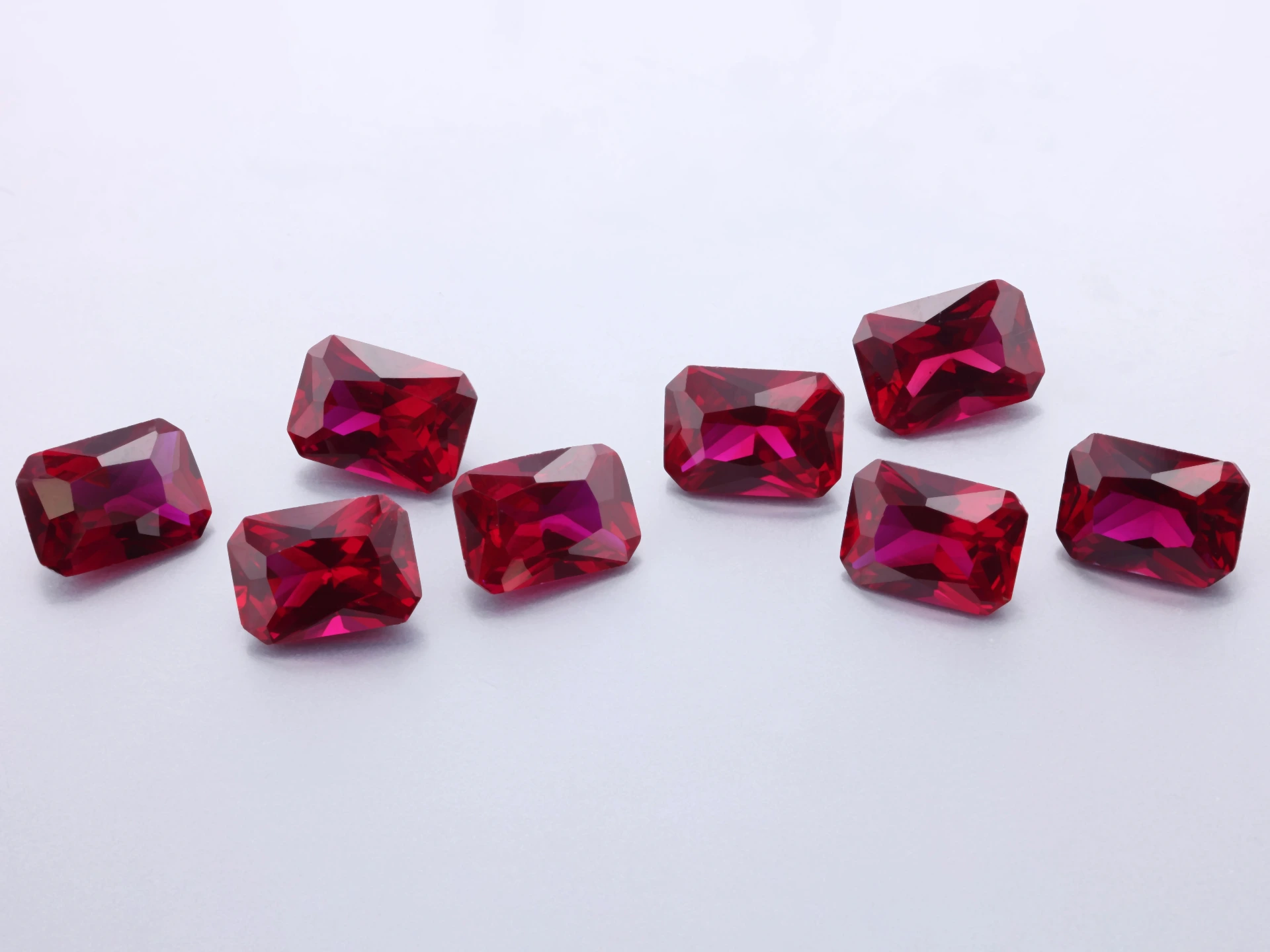 [RSDER-0705] Synthetic/Lab Grown Ruby 7x5mm Radiant Cut Dark Red