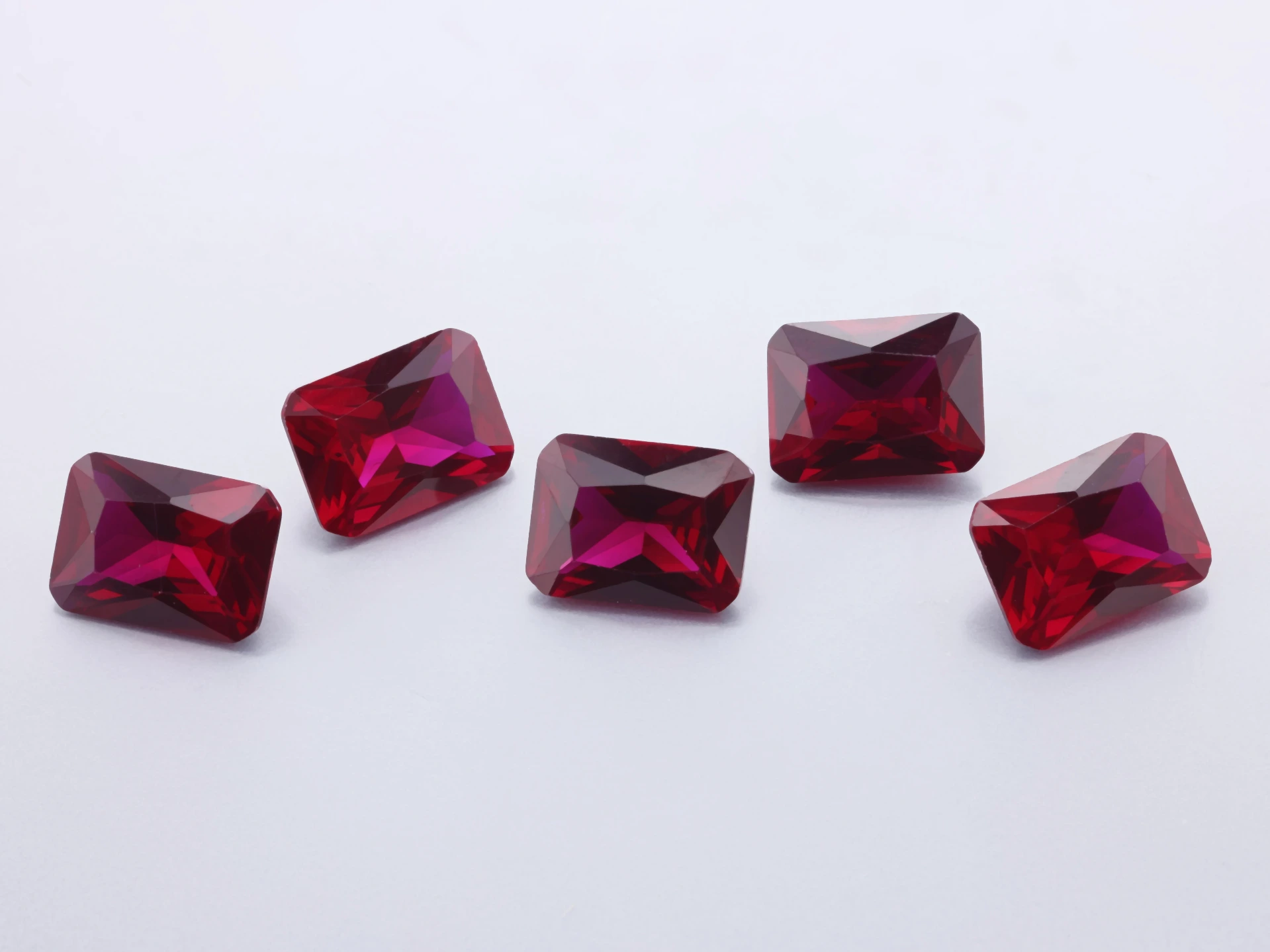 [RSDER-0806] Synthetic/Lab Grown Ruby 8x6mm Radiant Cut Dark Red